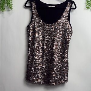 Calvin Klein Black and Silver Sequin Tank Top